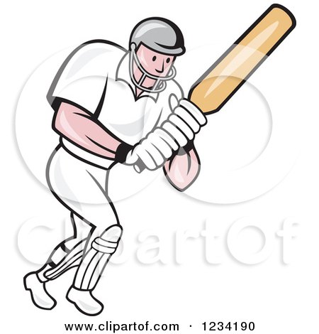 Clipart of a Cricket Batsman - Royalty Free Vector Illustration by patrimonio