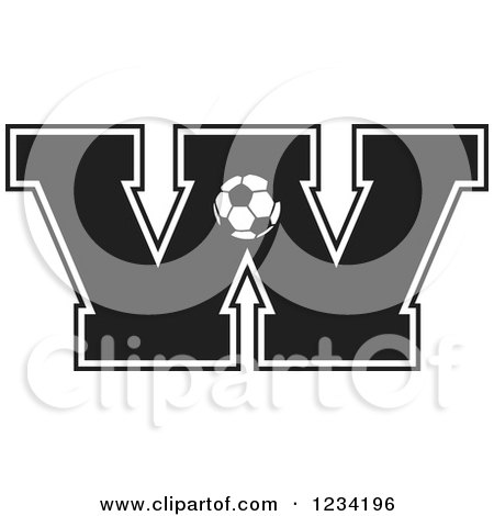 Clipart of a Black and White Soccer Letter W - Royalty Free Vector Illustration by Johnny Sajem