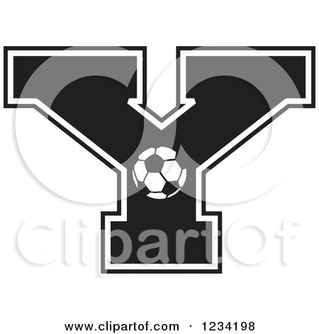 Clipart of a Black and White Soccer Letter Y - Royalty Free Vector Illustration by Johnny Sajem