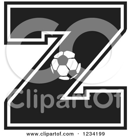 Clipart of a Black and White Soccer Letter Z - Royalty Free Vector Illustration by Johnny Sajem