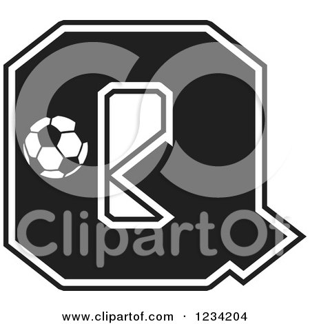 Clipart of a Black and White Soccer Letter Q - Royalty Free Vector Illustration by Johnny Sajem