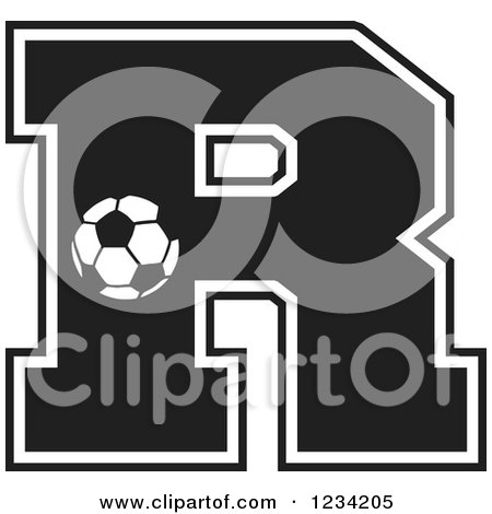Clipart of a Black and White Soccer Letter R - Royalty Free Vector Illustration by Johnny Sajem