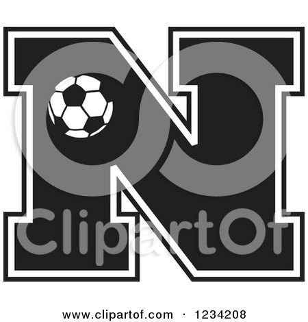 Clipart of a Black and White Soccer Letter N - Royalty Free Vector Illustration by Johnny Sajem