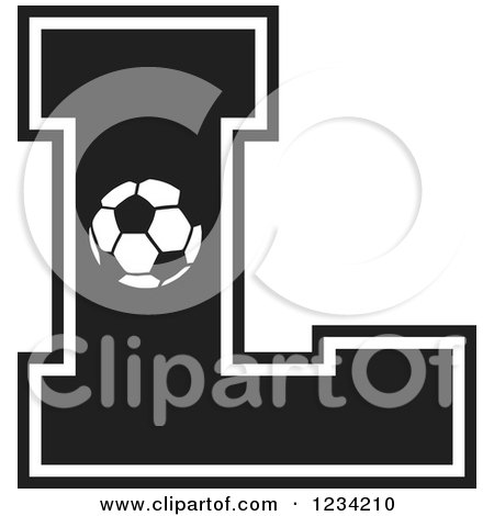 Clipart of a Black and White Soccer Letter L - Royalty Free Vector Illustration by Johnny Sajem