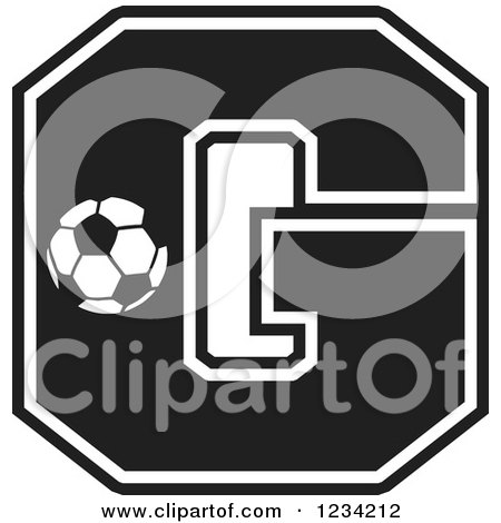 Clipart of a Black and White Soccer Letter G - Royalty Free Vector Illustration by Johnny Sajem