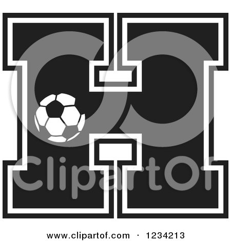 Clipart of a Black and White Soccer Letter H - Royalty Free Vector Illustration by Johnny Sajem