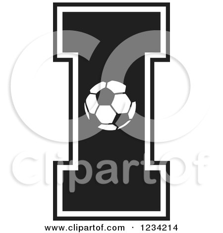 Clipart of a Black and White Soccer Letter I - Royalty Free Vector Illustration by Johnny Sajem