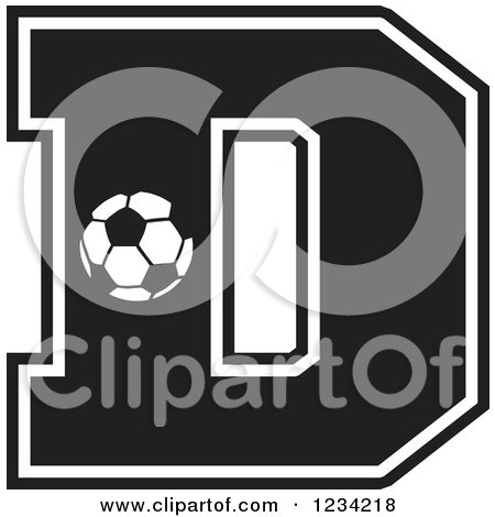 Clipart of a Black and White Soccer Letter D - Royalty Free Vector Illustration by Johnny Sajem