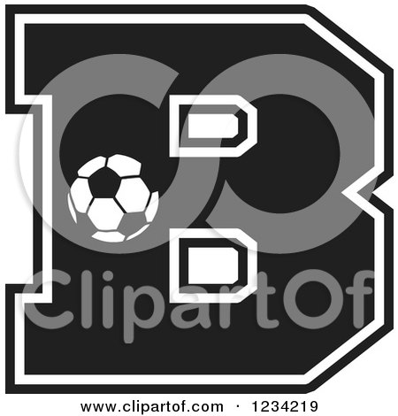 Clipart of a Black and White Soccer Letter B - Royalty Free Vector Illustration by Johnny Sajem