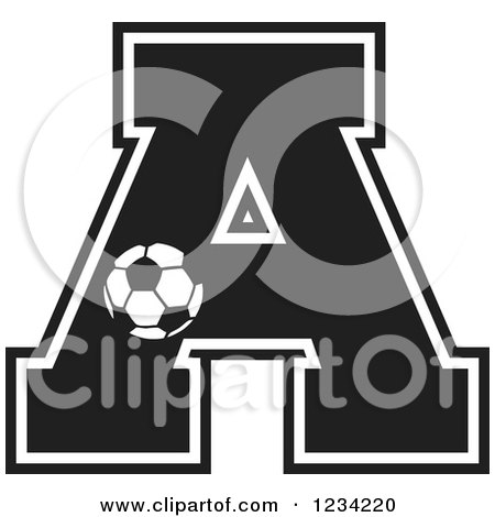 Clipart of a Black and White Soccer Letter a - Royalty Free Vector Illustration by Johnny Sajem