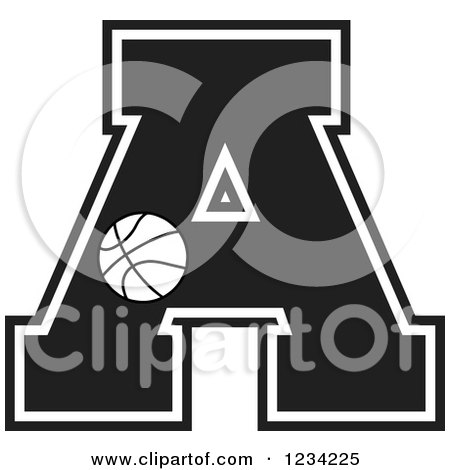Clipart of a Black and White Basketball Letter a - Royalty Free Vector Illustration by Johnny Sajem
