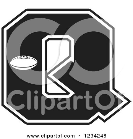 Clipart of a Black and White Football Letter Q - Royalty Free Vector Illustration by Johnny Sajem