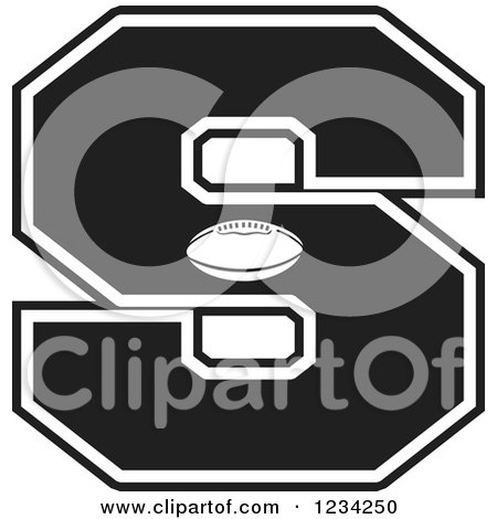 Clipart of a Black and White Football Letter S - Royalty Free Vector Illustration by Johnny Sajem