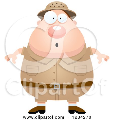 Clipart of a Surprised Gasping Safari or Explorer Man - Royalty Free Vector Illustration by Cory Thoman