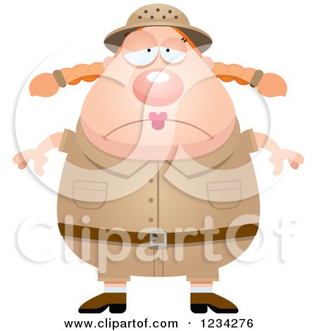 Clipart of a Depressed Safari or Explorer Woman - Royalty Free Vector Illustration by Cory Thoman