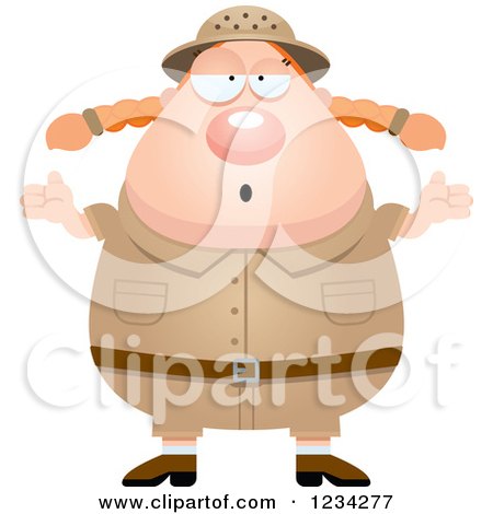 Clipart of a Careless Shrugging Safari or Explorer Woman - Royalty Free Vector Illustration by Cory Thoman