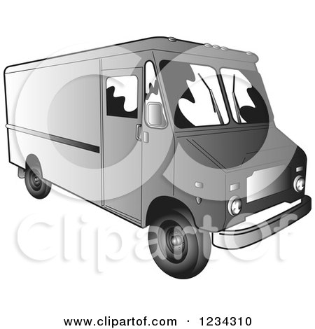 Clipart of a Gray Delivery Van - Royalty Free Vector Illustration by Andy Nortnik