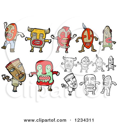 Clipart of Witch Doctors - Royalty Free Vector Illustration by lineartestpilot
