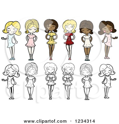 Clipart of Women - Royalty Free Vector Illustration by lineartestpilot