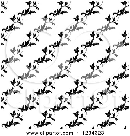 Clipart of a Seamless Black and White Floral Pattern - Royalty Free Vector Illustration by lineartestpilot