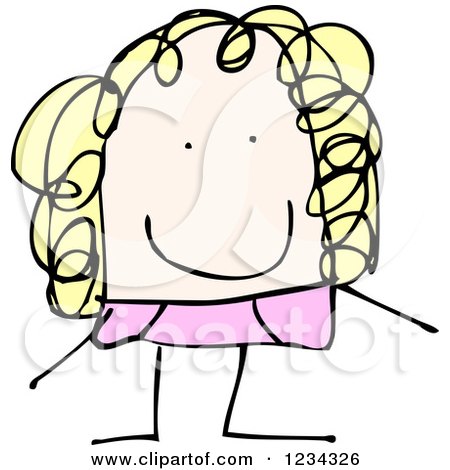 Clipart of a Doodled Blond Girl - Royalty Free Vector Illustration by lineartestpilot