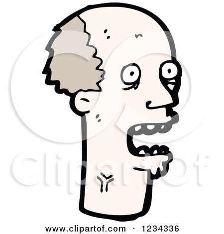 Clipart of a Scared Bald Man's Head - Royalty Free Vector Illustration by lineartestpilot
