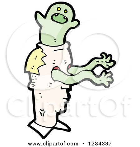 Clipart of a Green Ghost in a Man's Head - Royalty Free Vector Illustration by lineartestpilot
