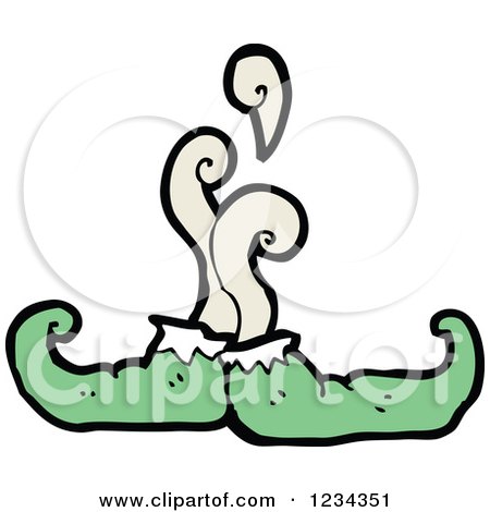 Clipart of a Green Elf Shoe with Odor - Royalty Free Vector Illustration by lineartestpilot