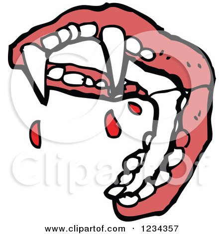 Clipart of Vampire Teeth with Blood - Royalty Free Vector Illustration by lineartestpilot