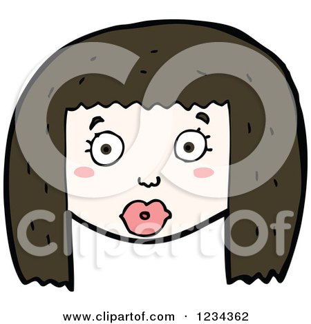 Clipart of a Brunette Girl - Royalty Free Vector Illustration by lineartestpilot