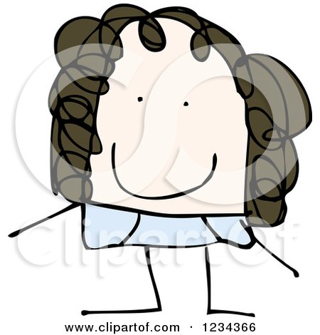 Clipart of a Doodled Brunette Girl - Royalty Free Vector Illustration by lineartestpilot