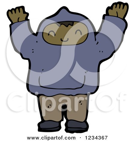 Clipart of a Black Man Holding His Hands up - Royalty Free Vector Illustration by lineartestpilot