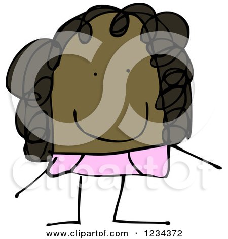 Clipart of a Doodled Black Girl - Royalty Free Vector Illustration by lineartestpilot