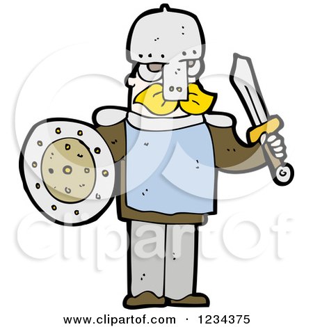 Clipart of a Man Ready for Battle - Royalty Free Vector Illustration by lineartestpilot