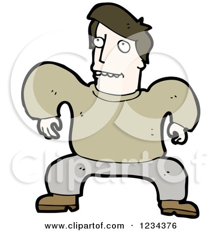 Clipart of a Man Crouching - Royalty Free Vector Illustration by lineartestpilot