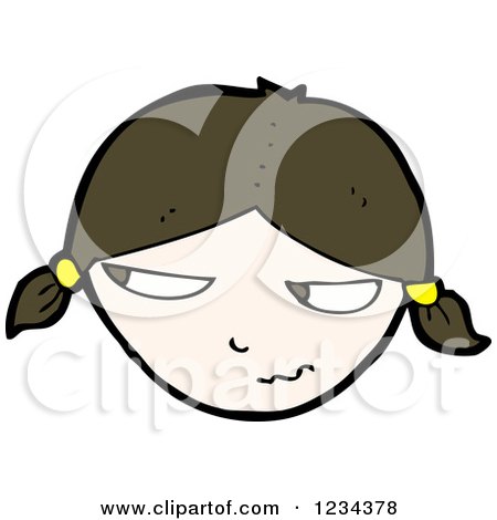 Clipart of a Suspicious Brunette Girl - Royalty Free Vector Illustration by lineartestpilot