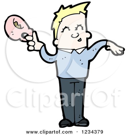 Clipart of a Man with a Coffee Cup - Royalty Free Vector Illustration by lineartestpilot