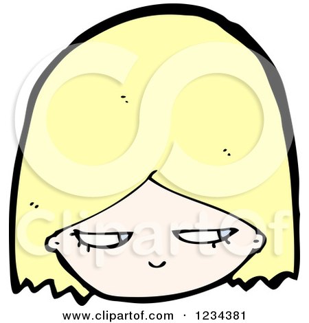 Clipart of a Suspicious Blond Girl - Royalty Free Vector Illustration by lineartestpilot