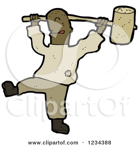 Clipart of a Man Swinging a Hammer - Royalty Free Vector Illustration by lineartestpilot