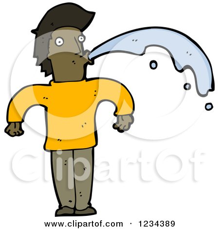 Clipart of a Man Spitting Water - Royalty Free Vector Illustration by lineartestpilot