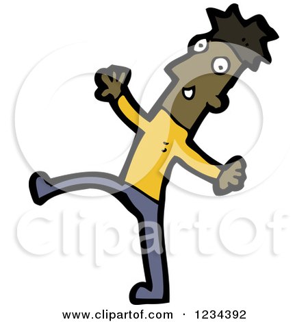 Clipart of a Black Man Walking - Royalty Free Vector Illustration by lineartestpilot