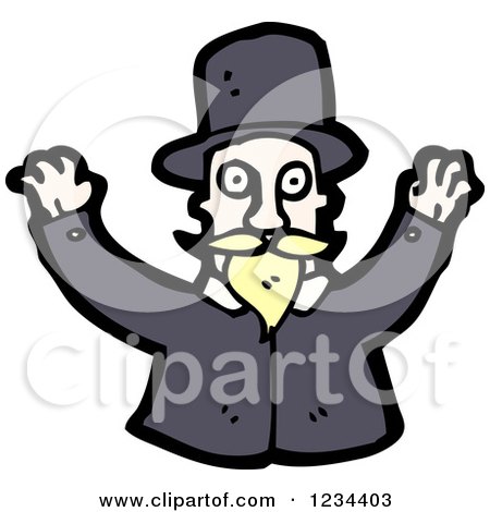 Clipart of a Man with a Mustache and Top Hat - Royalty Free Vector Illustration by lineartestpilot