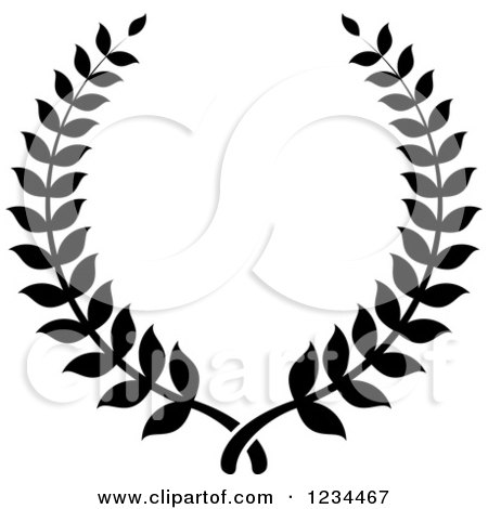 Clipart of a Black and White Laurel Wreath - Royalty Free Vector Illustration by Vector Tradition SM