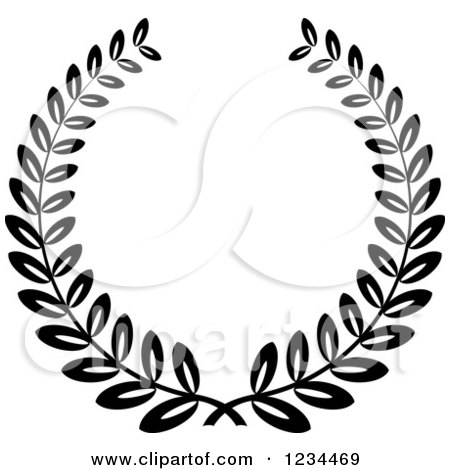 Clipart of a Black and White Laurel Wreath 3 - Royalty Free Vector Illustration by Vector Tradition SM