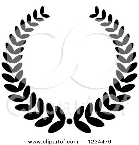 Clipart of a Black and White Laurel Wreath 4 - Royalty Free Vector Illustration by Vector Tradition SM