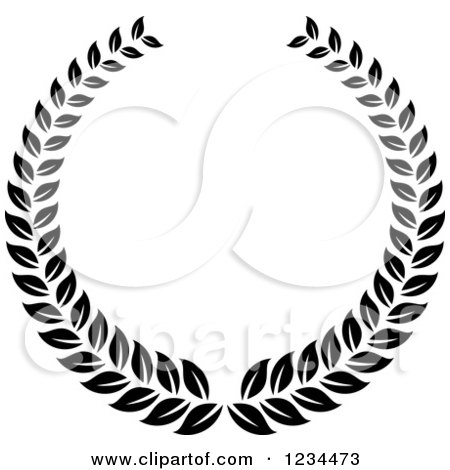 Clipart of a Black and White Laurel Wreath 7 - Royalty Free Vector Illustration by Vector Tradition SM
