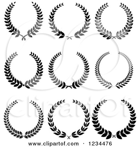Clipart of Black and White Laurel Wreaths - Royalty Free Vector Illustration by Vector Tradition SM
