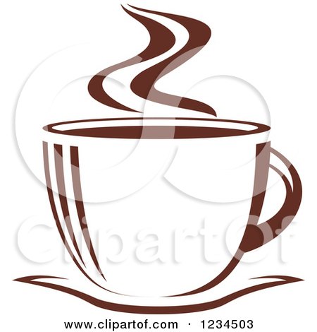 Clipart of a Brown Cafe Coffee Cup with Steam 23 - Royalty Free Vector Illustration by Vector Tradition SM