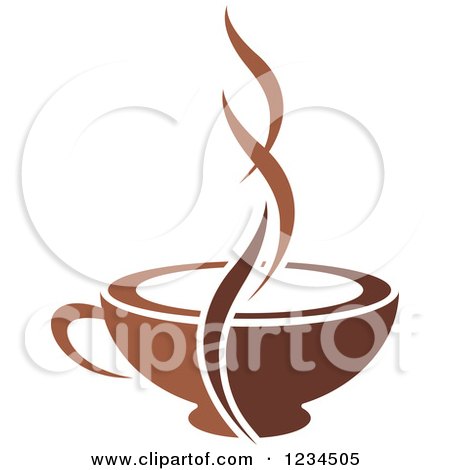 Clipart of a Brown Cafe Coffee Cup with Steam 4 - Royalty Free Vector Illustration by Vector Tradition SM