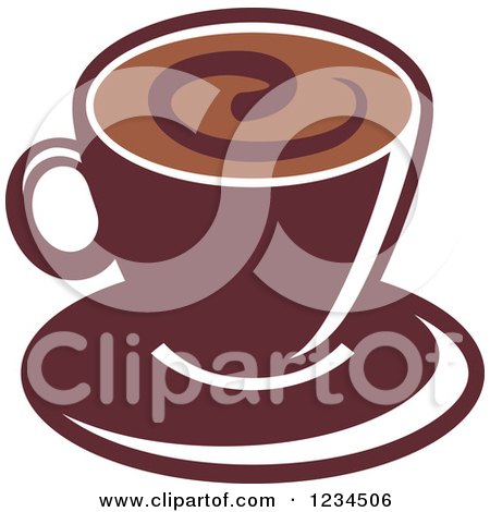Clipart of a Brown Cafe Coffee Cup with a Swirl on the Surface 2 - Royalty Free Vector Illustration by Vector Tradition SM
